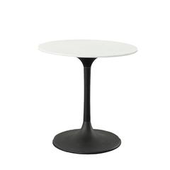 Enzo 30" Round Marble Top Dining Table - White Top - Black Base