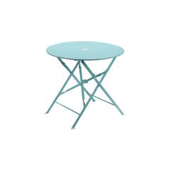 Bistro 30" Round Folding Outdoor Table - Umbrella Hole - Teal