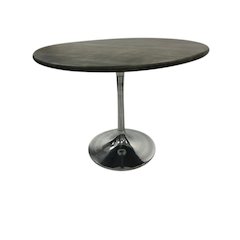 Alden Wood Top 36" Round Dining Table - Fog Gray Top - Chrome Base