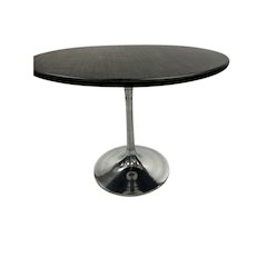 Alden Wood Top 36" Round Dining Table - Warm Black Top - Chrome Base