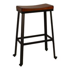 Thea 30" Saddle Seat Barstool - Chestnut/Black