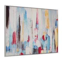 Rainy Forest Abstract Wall Art - Medium - Multicolor - Silver Frame