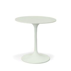 Enzo 30" Round Marble Top Dining Table - White Top - White Base