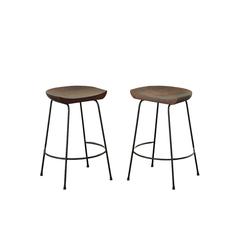 Diya 24.5" Counter Stool - Set of 2 - Chestnut Seat - Black Base