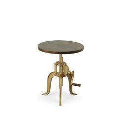 Regan Adjustable Accent Table - Elm Top - Gold Base