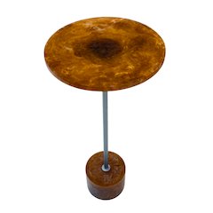 Amber Glow Pedestal Table - Nickel