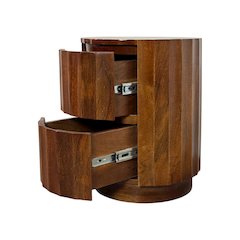 Harrison Groove 16"x 21" Round Scallop Accent Table with Drawers - Chestnut