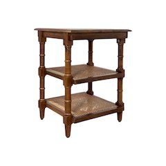 Chesterfield Wood & Cane 3 Shelf Side Table - Chestnut