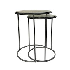 Recycled Glass Nesting Side Tables, Recycled Glass, Antique Nickel, 2 Piece