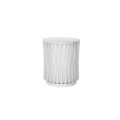 Hatteras Hi-Lo Vertical Slats Accent Table - Whitewash