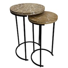 Electra 24" Round Nesting Table - Electrified Wood - White