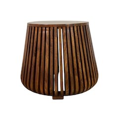 Cascade 24"x21" Slatted Bell Shaped Side Table - Chestnut