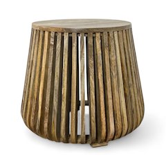 Cascade 24"x21" Slatted Bell Shaped Side Table - Natural