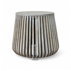 Cascade 24"x21" Slatted Bell Shaped Side Table - Whitewash