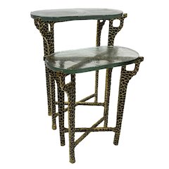 Ignis 26" Hammered Frame with Recycled Glass Nesting Table Set - Hammered Brass