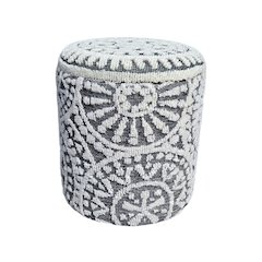 Handwoven Fabric Storage Ottoman - Multi-Purpose Foot Rest Gray