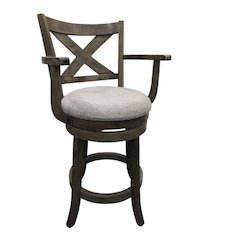 Essex Deluxe Swivel Barstool - Set of 2 - Gotham Grey - Grey Upholstery