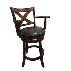 Essex Deluxe Swivel Barstool - Set of 2 - Walnut - Brown Upholstery