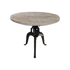 Bentley Adjustable Crank Table - Natural Driftwood Top - Aged Iron Base