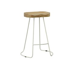 25" Metal Base Saddle Seat Counter Stool - Set of 2 - Natural Seat - White Base