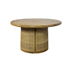 Marlowe 30" Cane Drum Base Coffee Table - Blonde Acacia