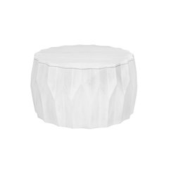 Facet 30" Diamond Carved Round Mango Wood Coffee Table, Walnut Finish
