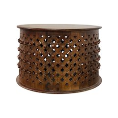 Artisan 30" Lattice Weave Mango Wood Coffee Table - Chestnut