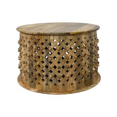 Artisan 30" Lattice Weave Mango Wood Coffee Table - Natural
