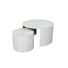 Sable 30" Round Nesting Coffee Table - Whitewash