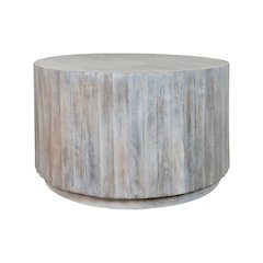Harrison 30" Scallop Side Round Top Coffee Table - Whitewash