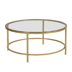 Verazano Glass Top 36" Round Coffee Table - Gold