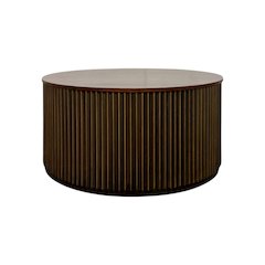 Harmony 36" Brass Groove Coffee Table - Black Honed