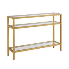 Chrysalis 3 Tier Glass Top Console Table - Gold