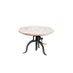 Adjustable Height Rustic Coffee Table - Natural Driftwood Top - Aged Iron Base