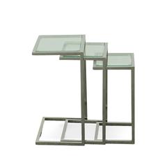 Addison Nesting Table Set - Glass Top - Chrome Base