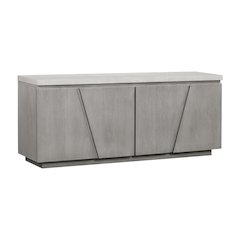 Grey High Media Unit with Concrete Top and Acacia Frame