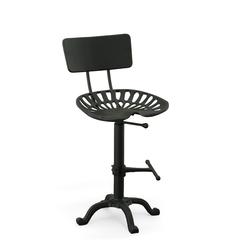 August Tractor Seat Barstool with Back - Black