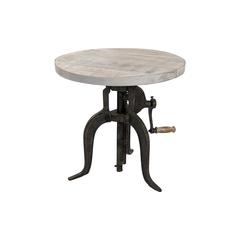 Regan Adjustable Accent Table - Natural Driftwood Top - Aged Iron Base