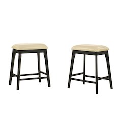 Mirabelle 25" Upholstered Counter Stool - Set of 2 - Cream/Espresso