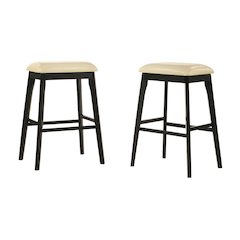 Mirabelle 30" Upholstered Barstool - Set of 2 - Cream/Espresso