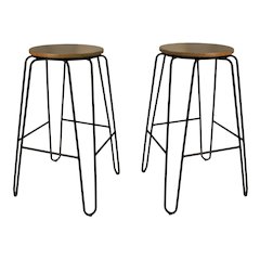 Ethan 30" Barstool - Set of 2 - Maple Top - Black Base