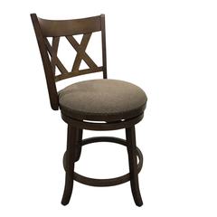 Sussex Deluxe Swivel Barstool - Set of 2 - Rustic - Brown Upholstery
