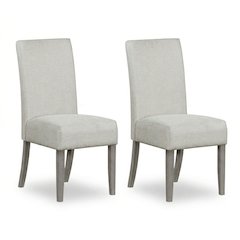 Dining Chair Set Of 2 Upholstered Grey Fabric With Grey Wood Legs
