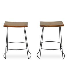 Reece 25" Saddle Seat Counter Stool - Set of 2 - Chestnut/Black