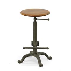 Justin Adjustable Barstool - Chestnut Seat - Industrial Base