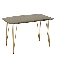 Seti Live Edge Dining Table - Elm Top - Gold Base