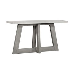 Grey Console Table With White Concrete Top And Wood Base 57In