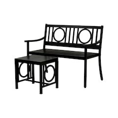 Gramercy Outdoor Bench and Side Table - Black