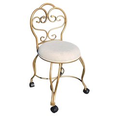 Victorian Vanity Stool with Back - Bronze