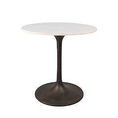 30" Round Marble Top Dining Table and 2 Julia Tufted Back Upholstered Chairs